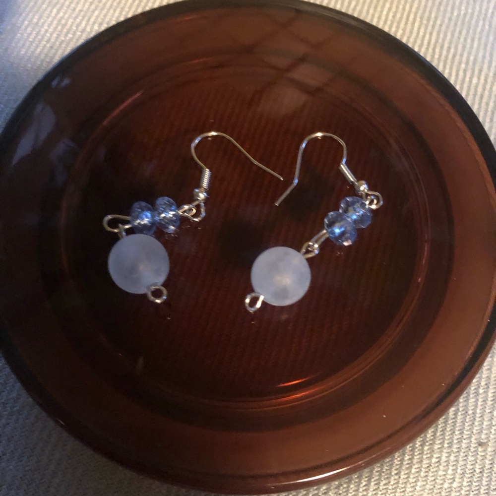 Delicate Blue Bead Dangle Earrings - Women Jewelry